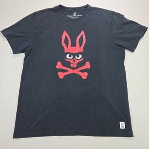 Psycho Bunny Mens Black Cotton Graphic T Shirt Graphic Tee Size 7